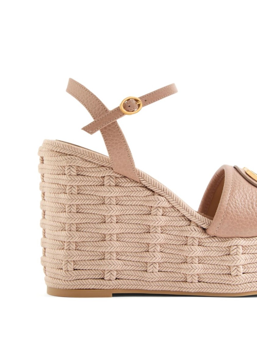 Valentino Garavani Espadrille-style Flat Shoes With Textured Upper In Neutral