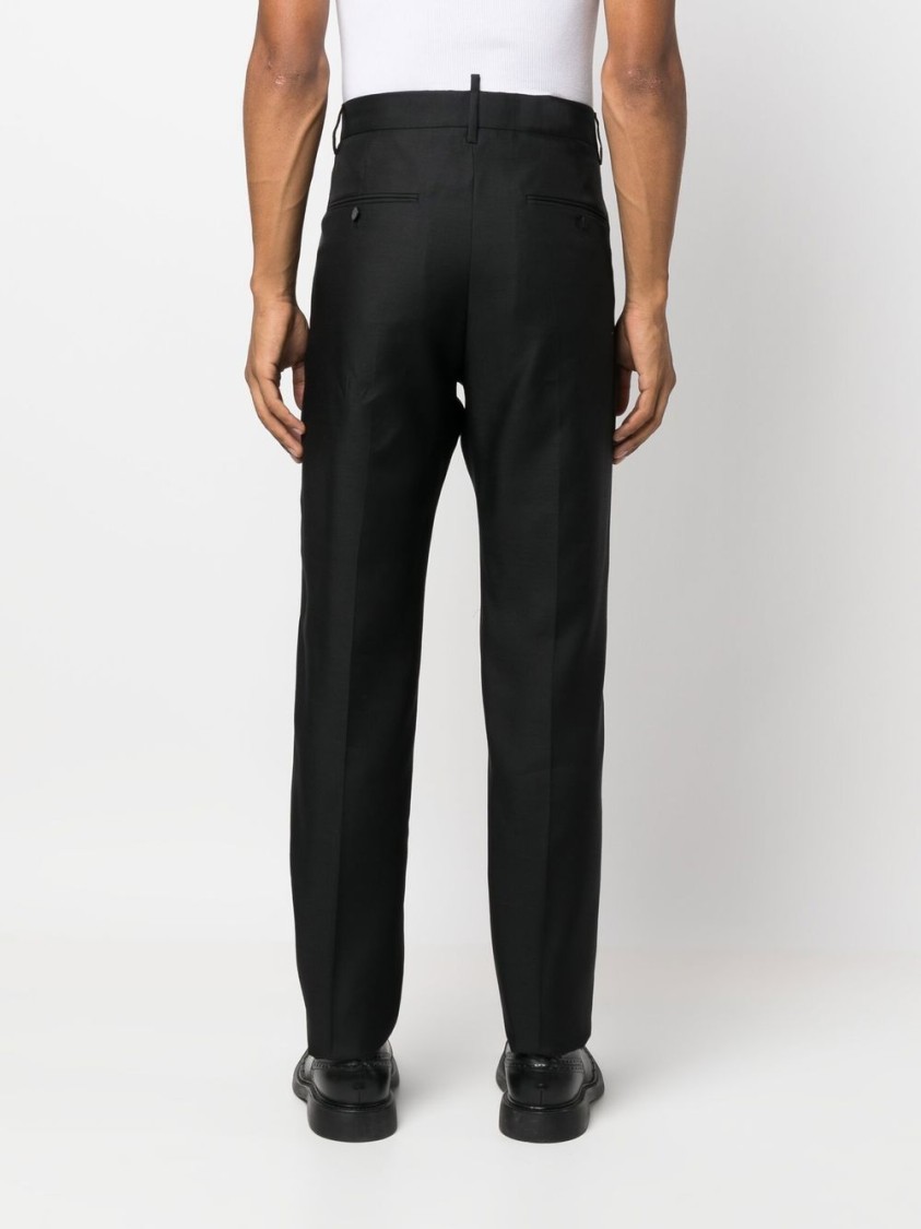 Dsquared2 Tailored Black Trousers With Classic Waistband And Subtle Pleats In Black