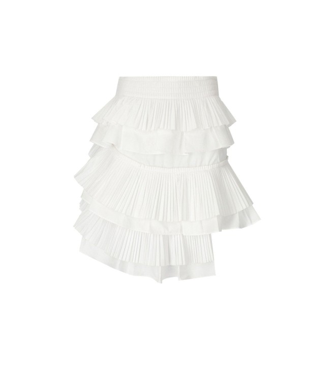 スカート ESSENTIEL ANTWERP HUPAUL PLEATED SKIRT BEIGE AND DARK GREEN CHECKED PLEATED SKIRT WITH FLORAL PRINT