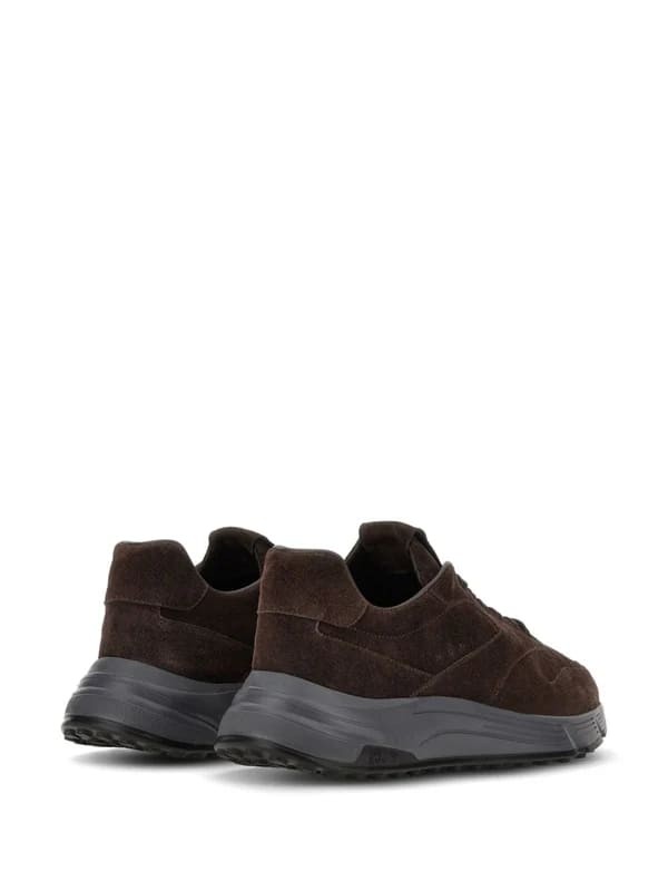 Shop Hogan Suede Brown Sneakers With Memory Foam Insole In Black