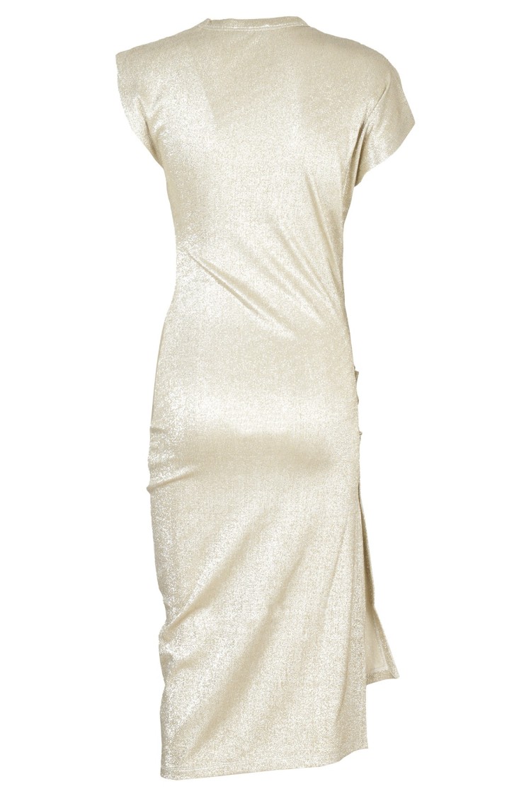 Rabanne Short-sleeved Draped Robe In Neutrals