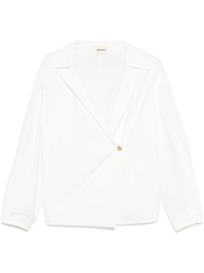 Khaite Pristine Wrap Top With Button Closure In Multi