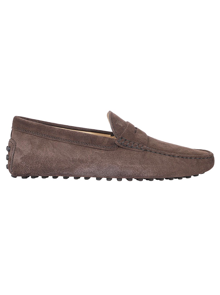 Tod's Moccasin-style Leather Loafers With Rubber Pebble Sole In Brown