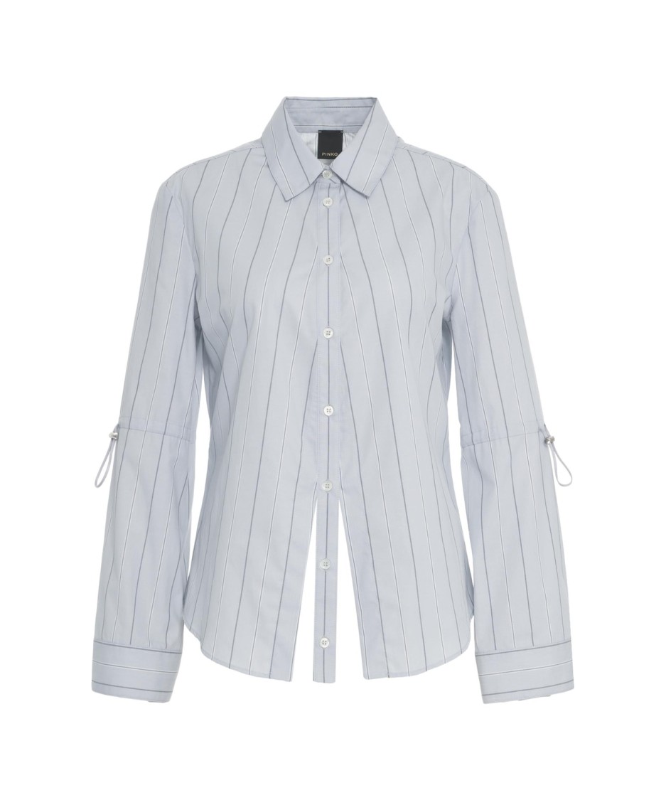 Pinko Long-sleeved Striped Shirt In Neutrals
