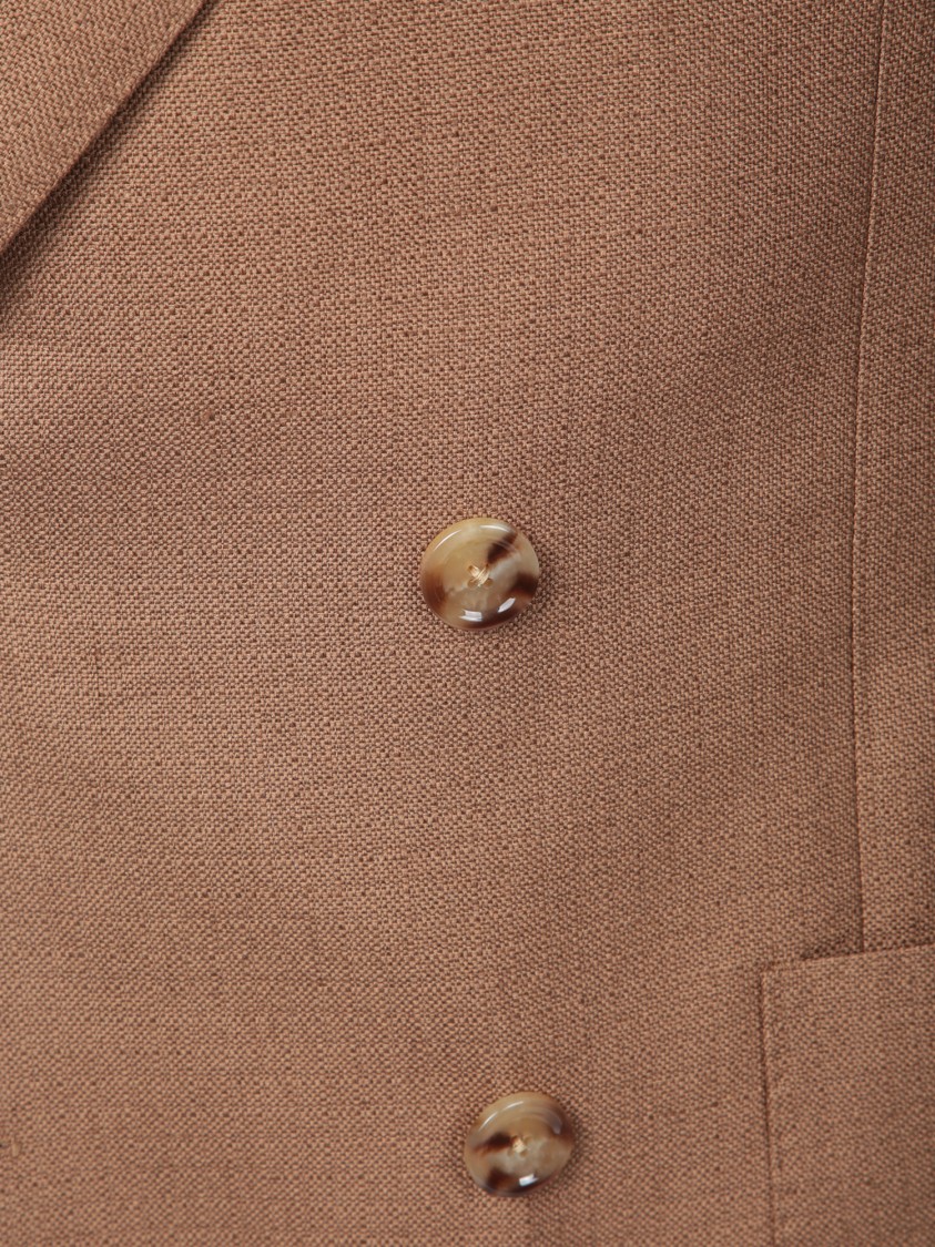 Lardini Double-breasted Beige Blazer With Peak Lapels In Brown