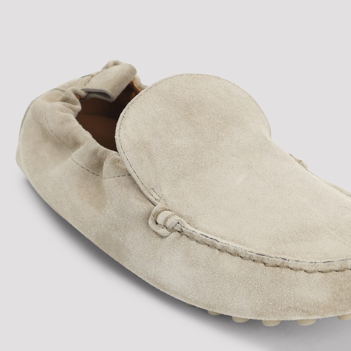 Tod's Gommino Curled Suede Loafers Shoes In Neutrals