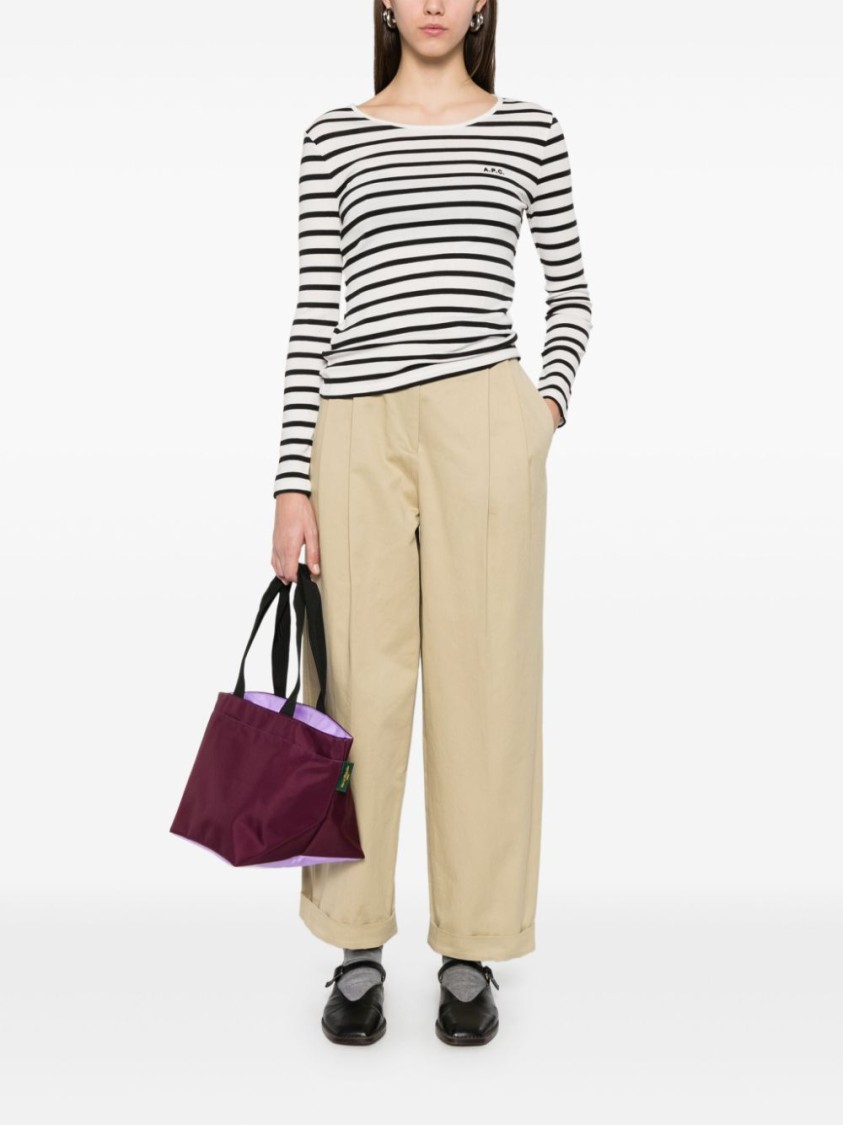 Shop Apc A.p.c. Organic Cotton Knit Sweater With Striped Pattern In White
