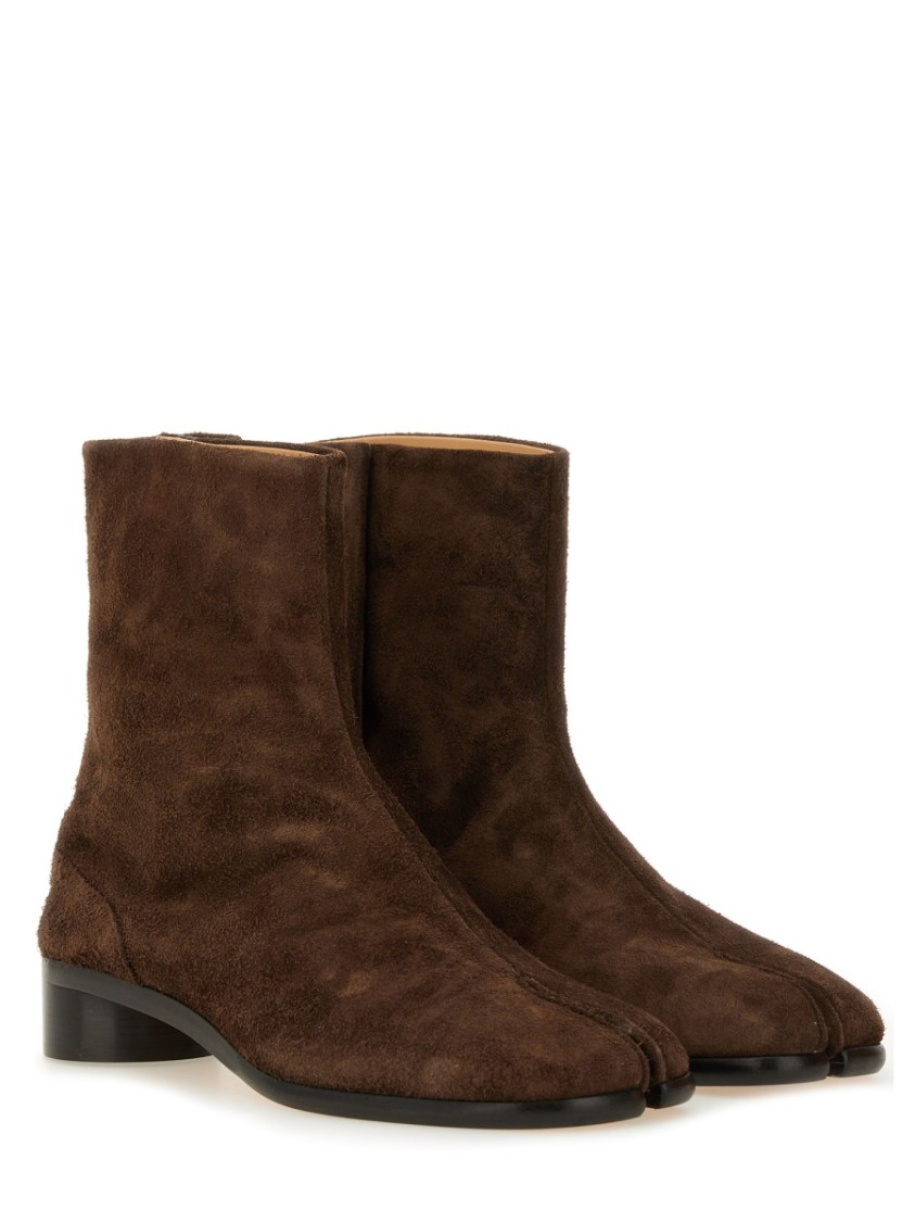 Maison Margiela Leather Tabi Ankle Boots 30 In Black