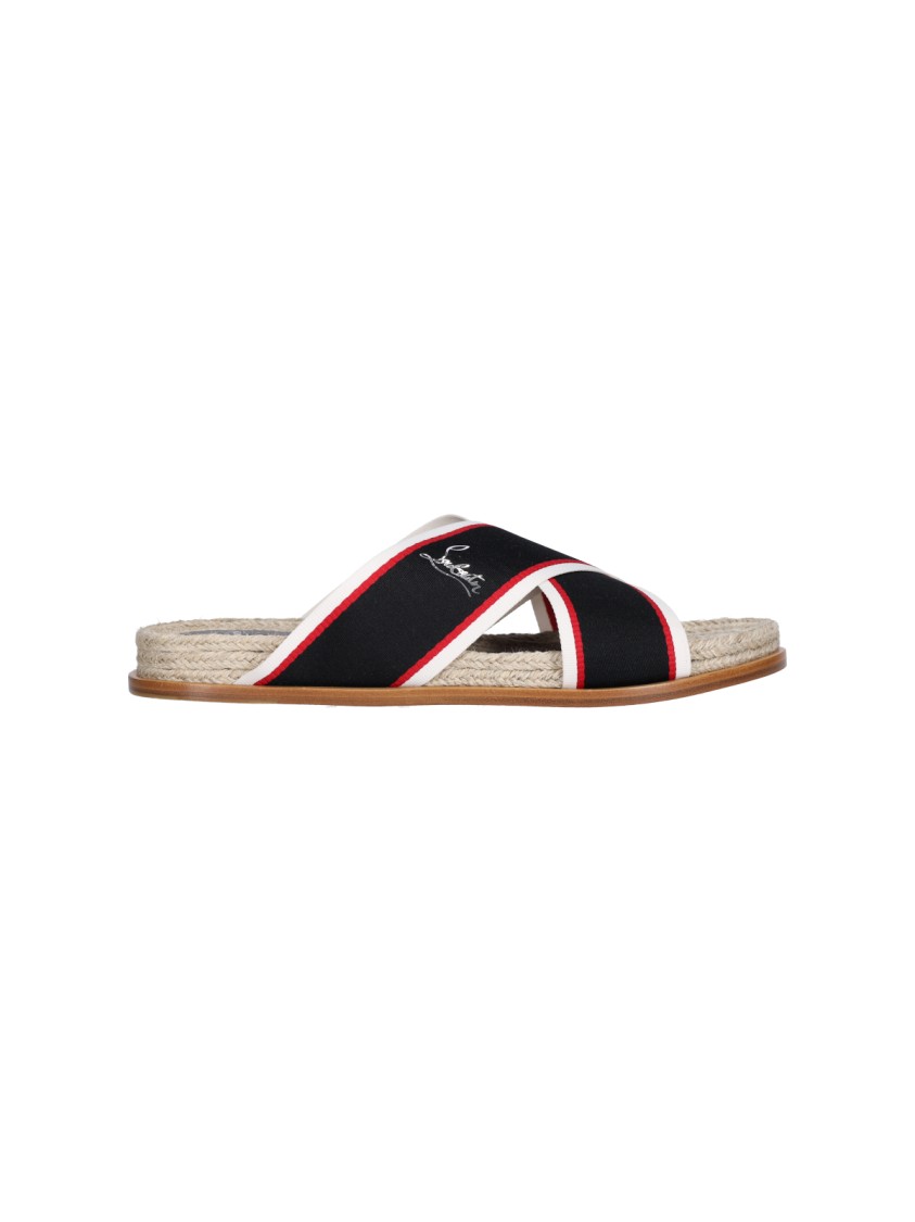 Christian Louboutin "hot Cross" Slippers In Neutrals
