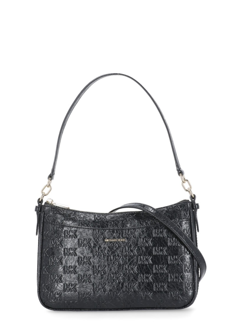 Michael Michael Kors Monogram Textured Jet Set Shoulder Bag In Grey