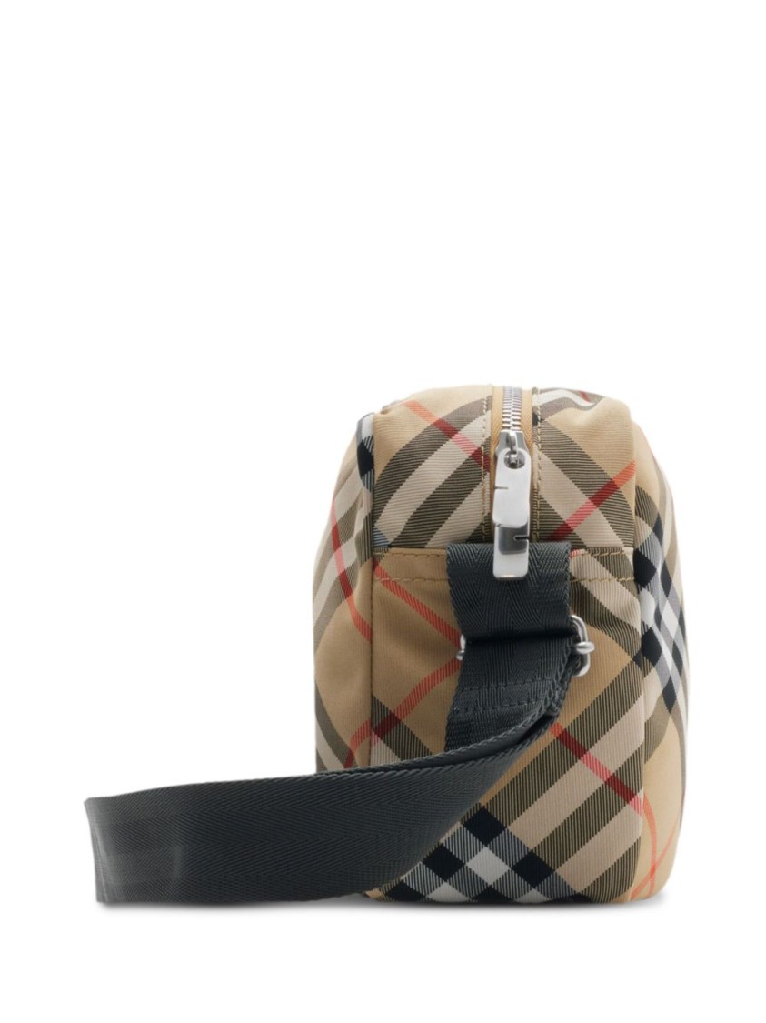 Burberry Vintage Check Messenger Bag With Silver Hardware In Grey