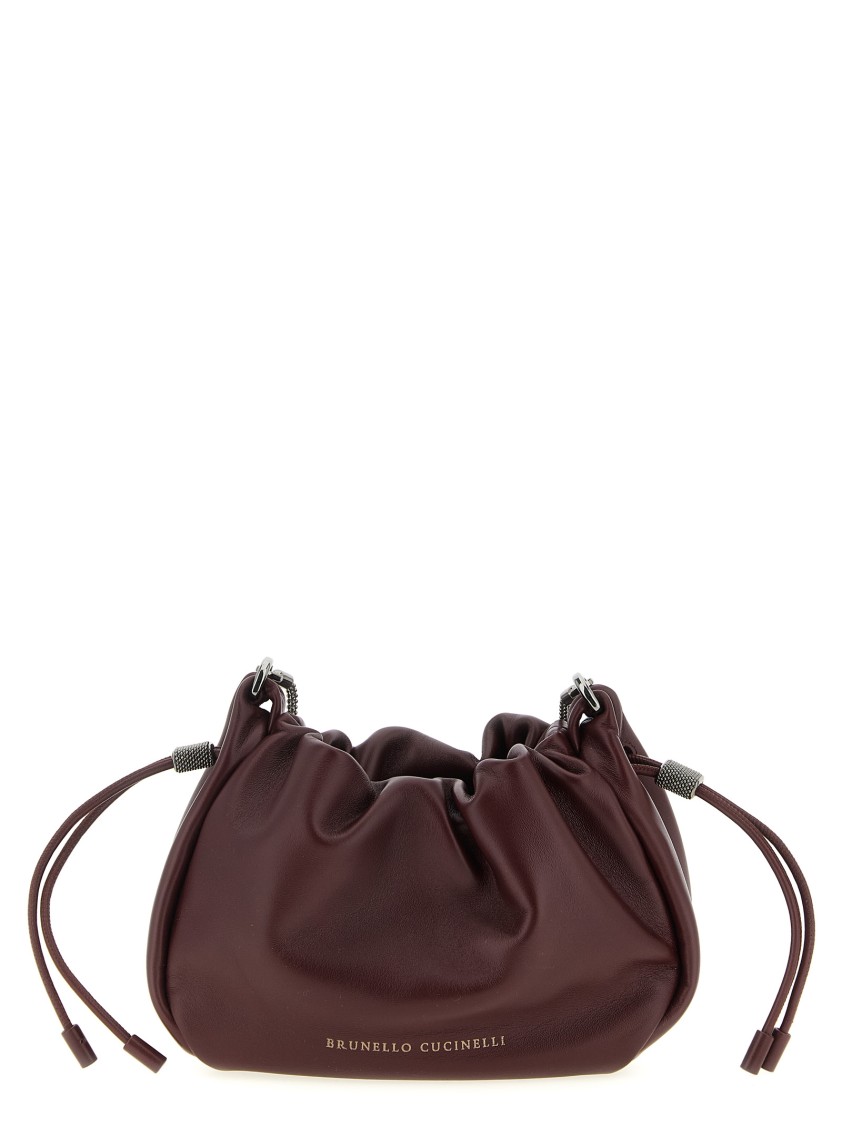 Brunello Cucinelli Bucket Mellow' Mini Crossbody Bag In Burgundy