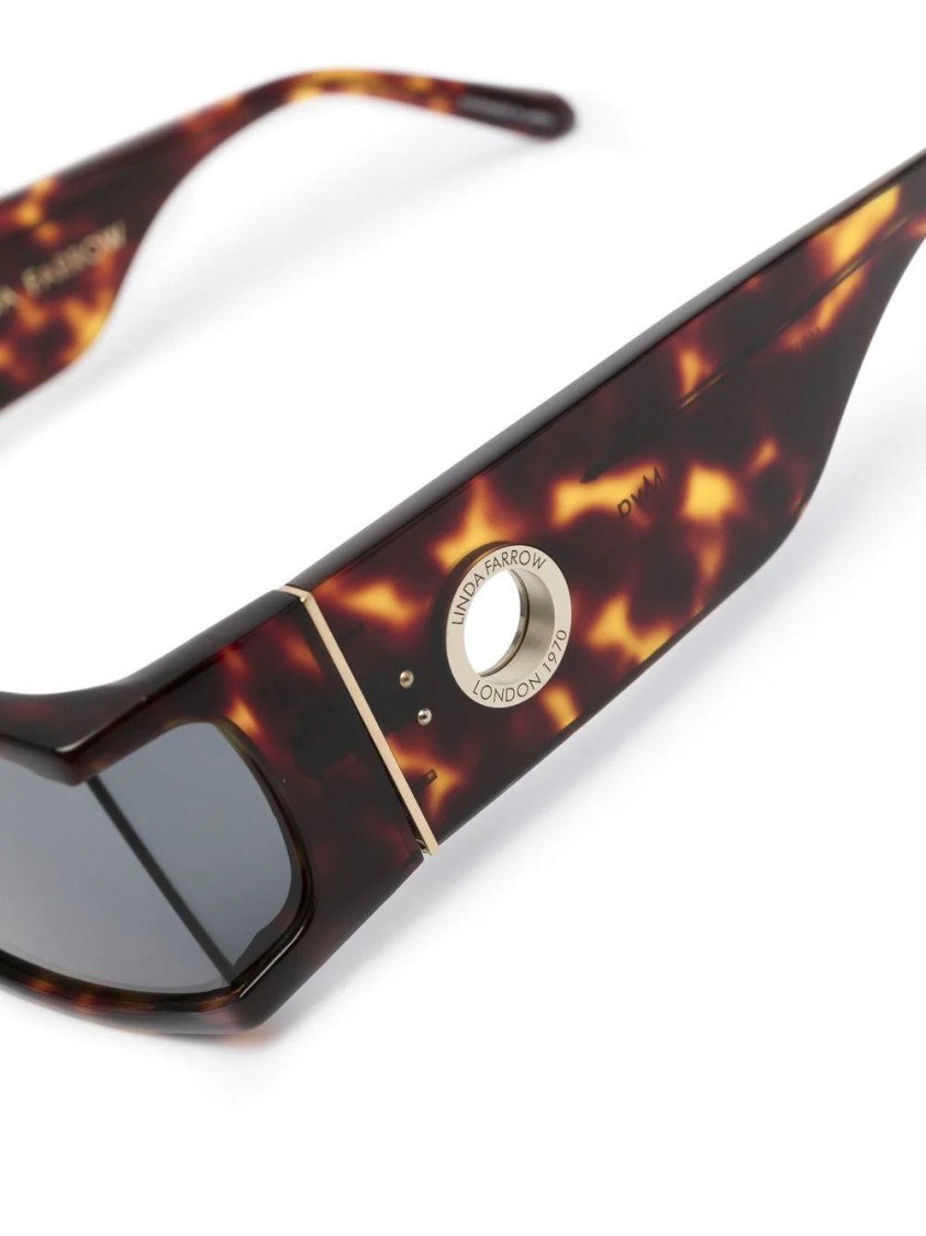 Linda Farrow Mya Rectangle-frame Sunglasses In Brown