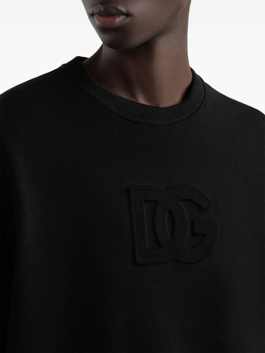Dolce & Gabbana Logo Embossed Jersey Sweatshirt In Black
