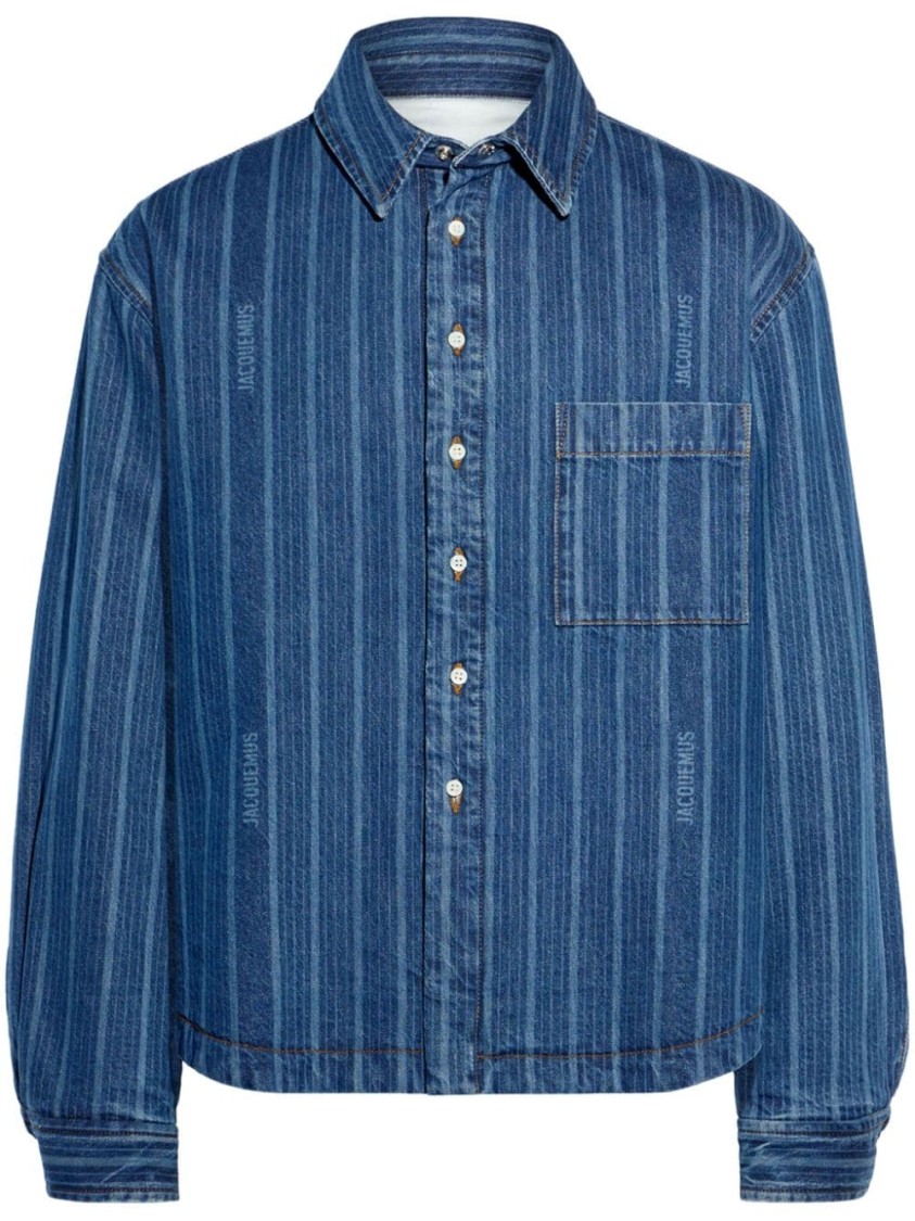 Jacquemus La Chemise Boulanger Blue Stripe Cotton Shirt In Blue