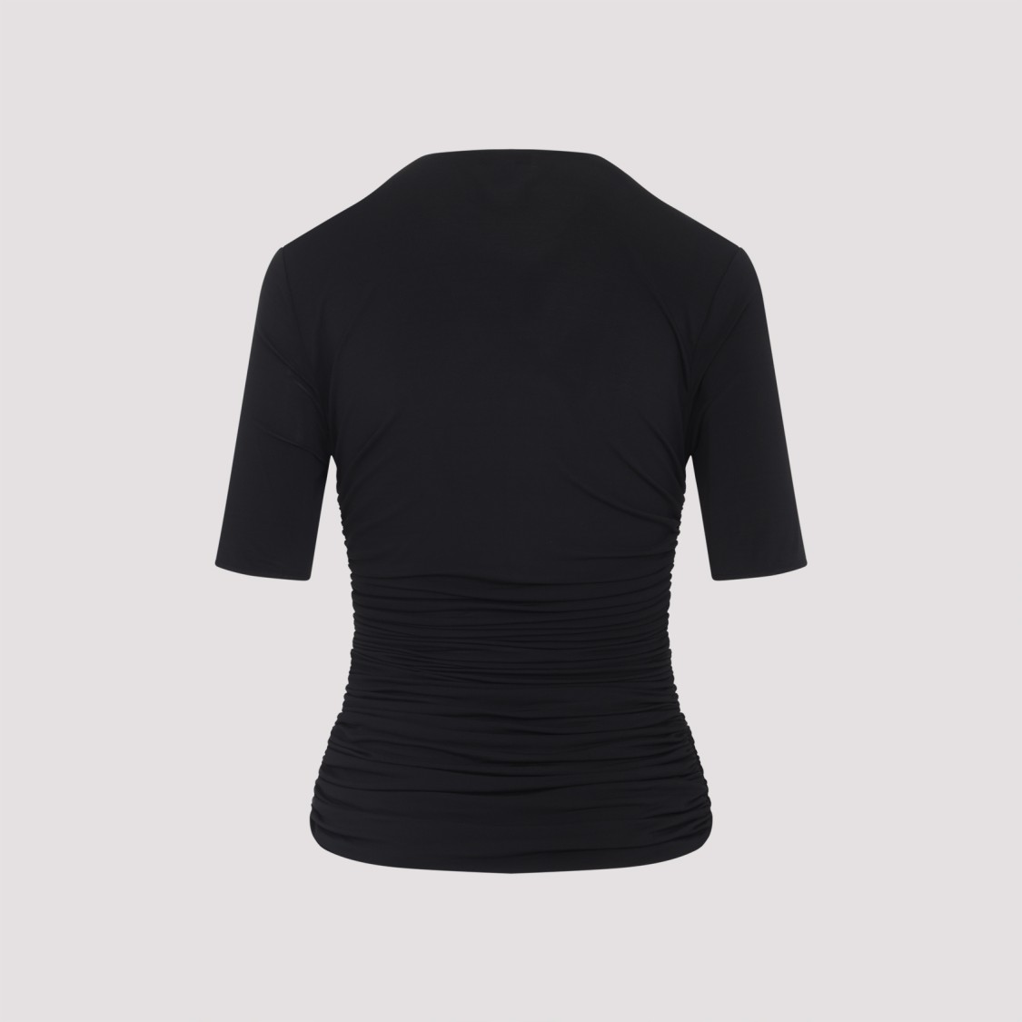 Alaïa Fitted Black T-shirt With Textured Silhouette In Black