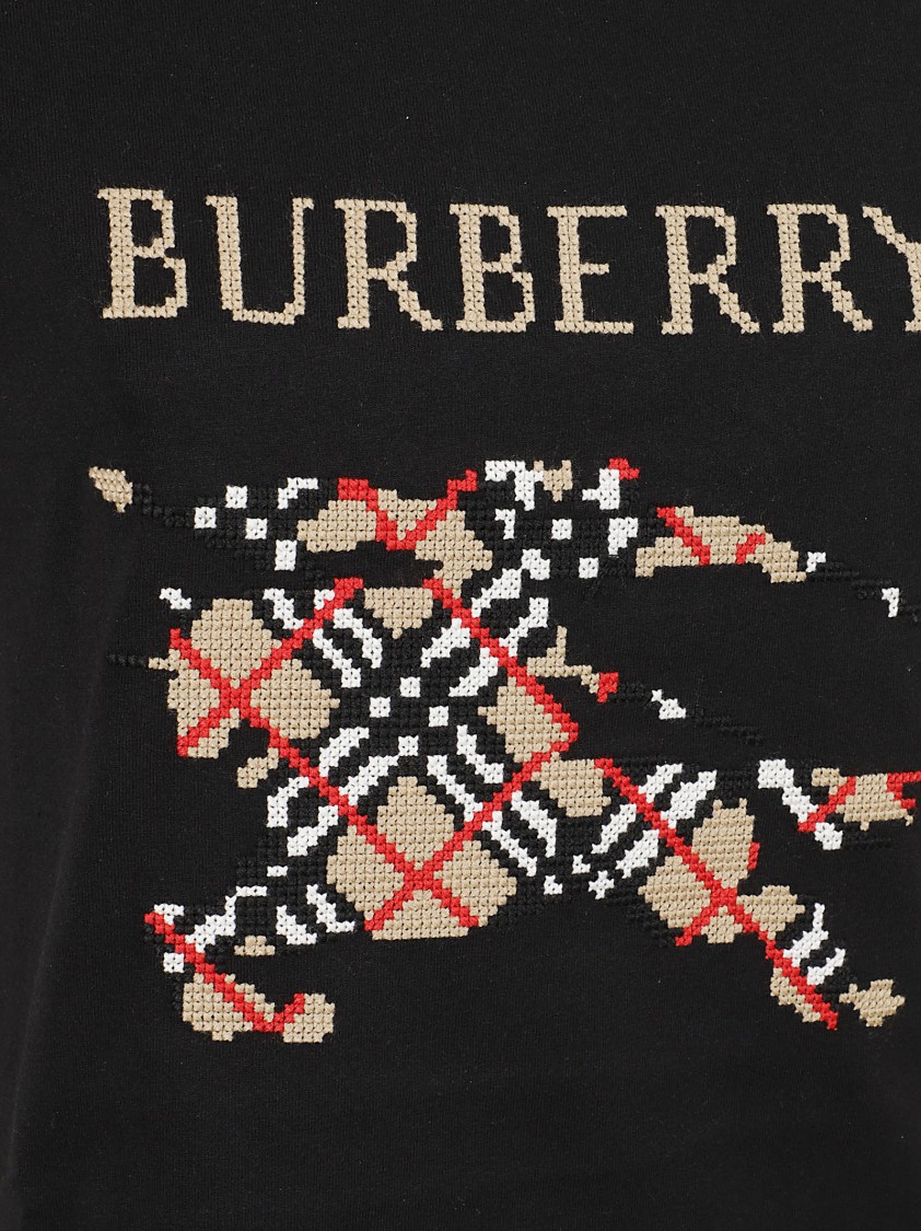 Burberry Black T-shirt With Check Motif In Black