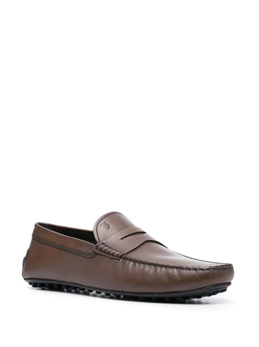 Tod's Chocolate Brown Leather City Penny Loafers For Men In Brown