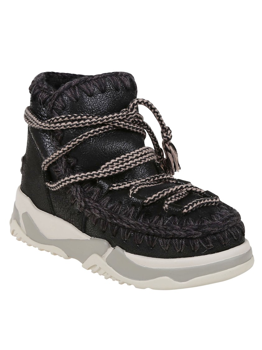 Mou Trainer Scoubidoo Lace Ankle Boots In Black