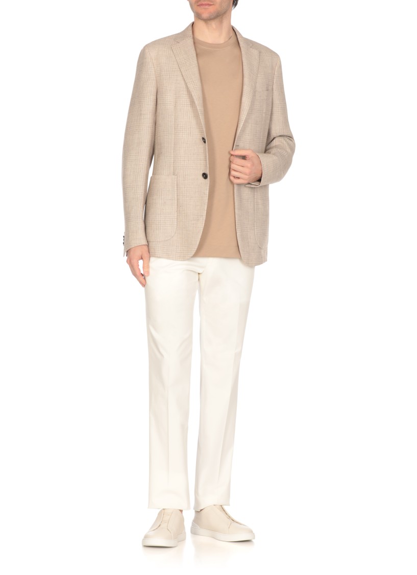 Zegna Chalk Stripe Linen And Silk Jacket In White