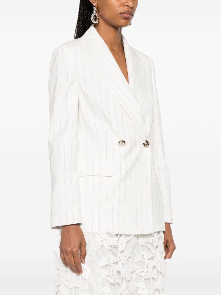 Shop Liu •jo Liu Jo Double-breasted Pinstripe Blazer With Structured Shoulders