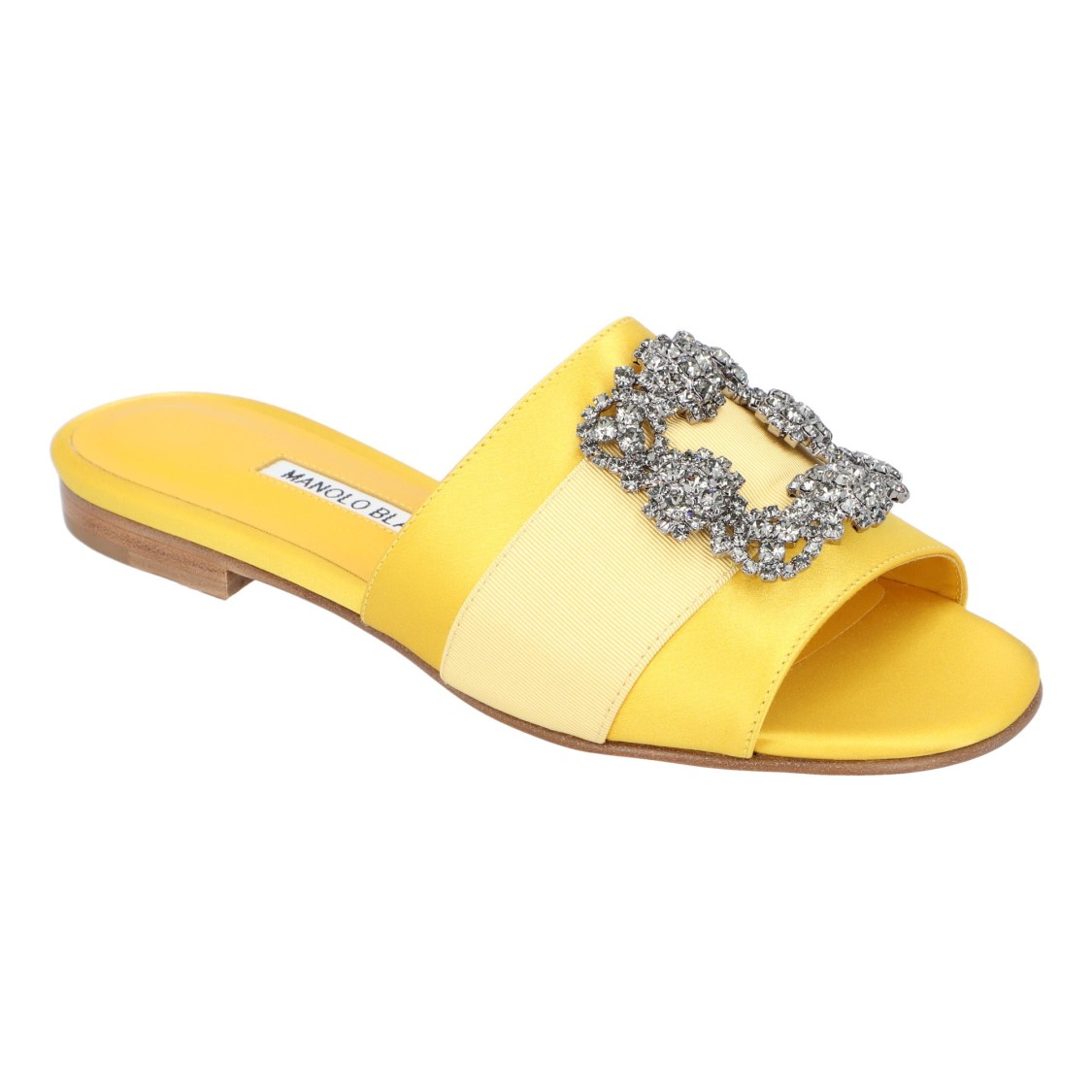 Manolo Blahnik Martamod Embellished Satin Mules In Gold