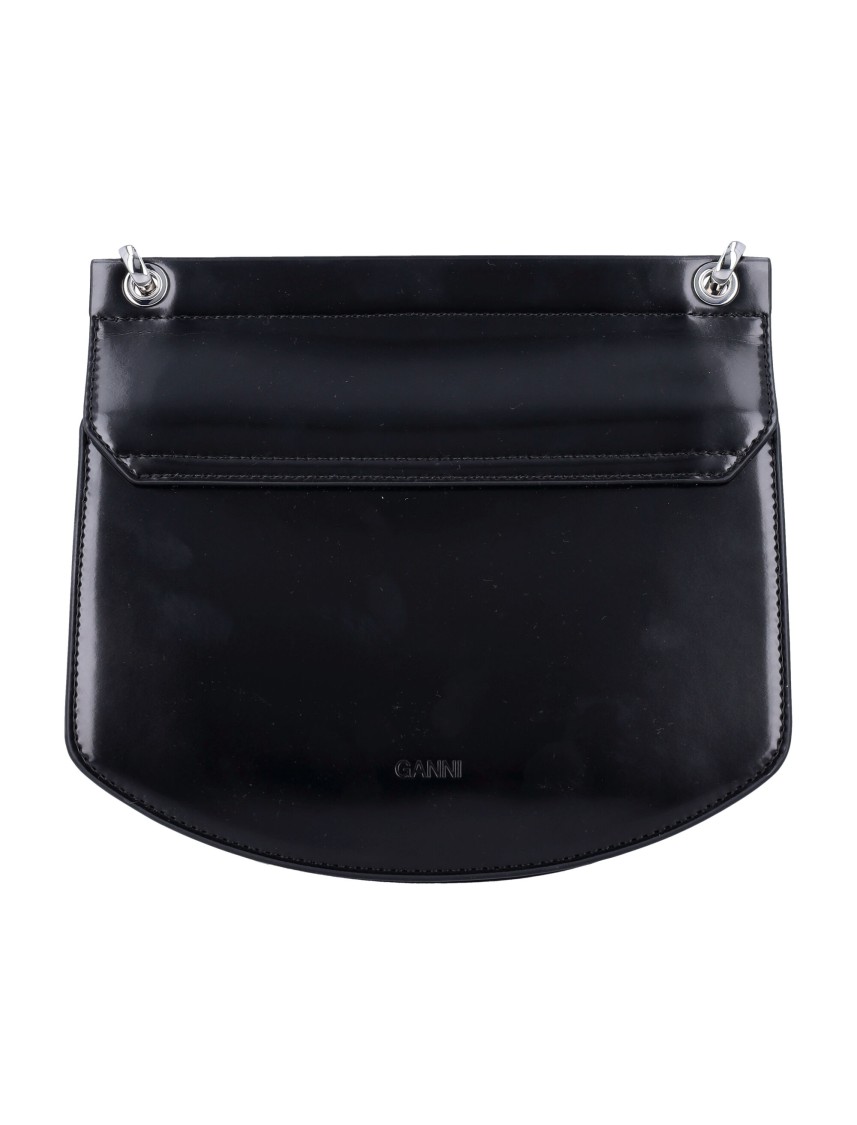 Ganni Black Small Box Chain Apo-g Bag