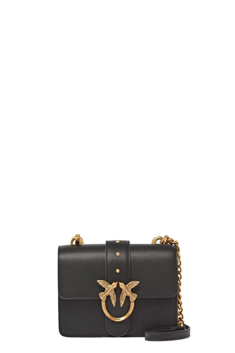 Pinko Leather Shoulder Bag With Signature Gold-tone Clasp