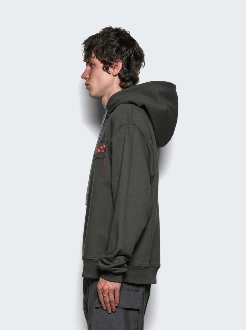 Marni Gray Loopback Cotton Jersey Hoodie In Grey