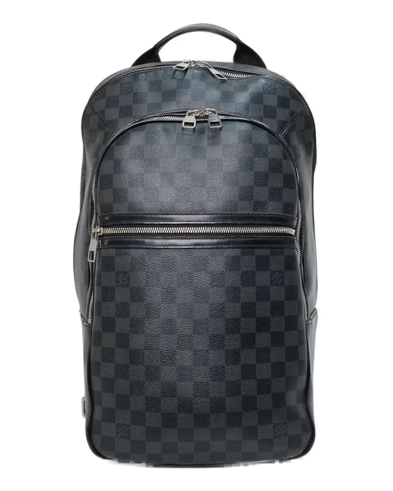 Pre-owned Louis Vuitton Michael Backpack Damier Graphite In Gray