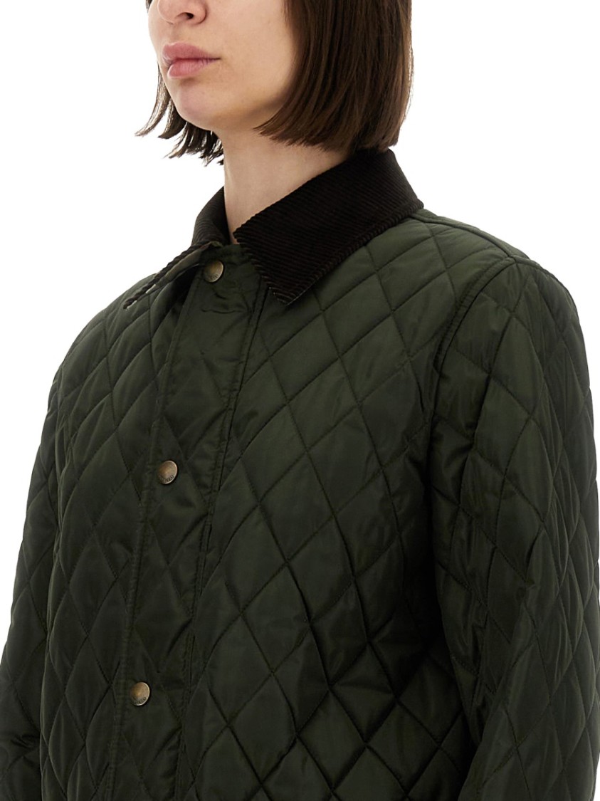 Burberry Quilted Jacket Corduroy Collar Casual In Black