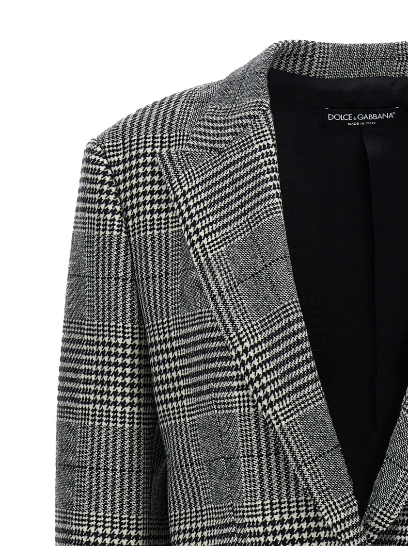 Dolce & Gabbana Grey Single-breasted Jacket With Peak Revers In Wool And Cashmere Woman In Gray