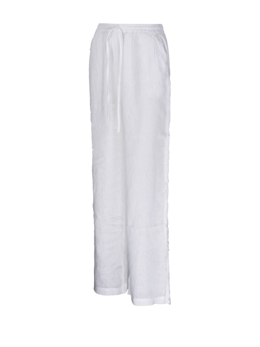 Shop P.a.r.o.s.h Parosh Relaxed Fit Linen Pants In White