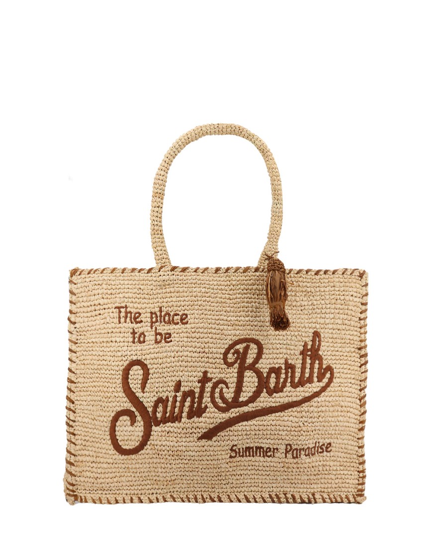 Mc2 Saint Barth Embroidered Raffia Handbag