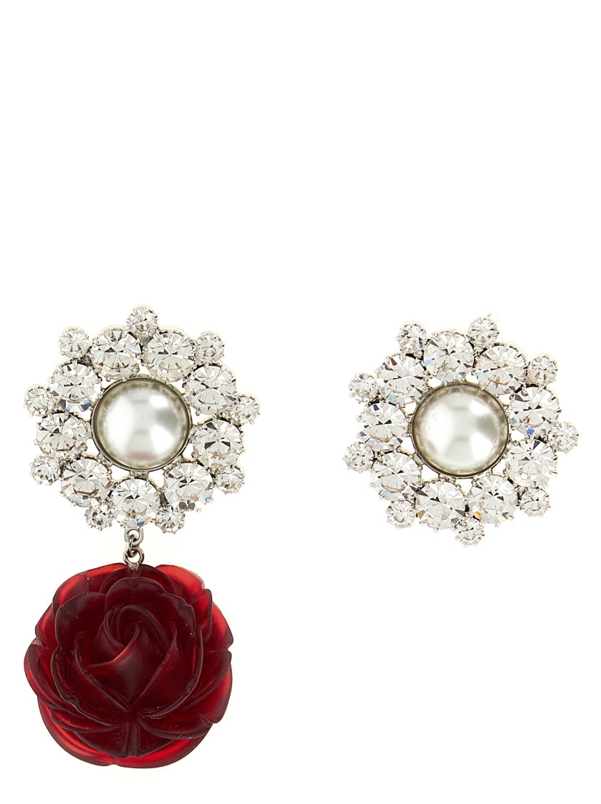 Magda Butrym Crystal Drop Floral Pearl Stud Earrings