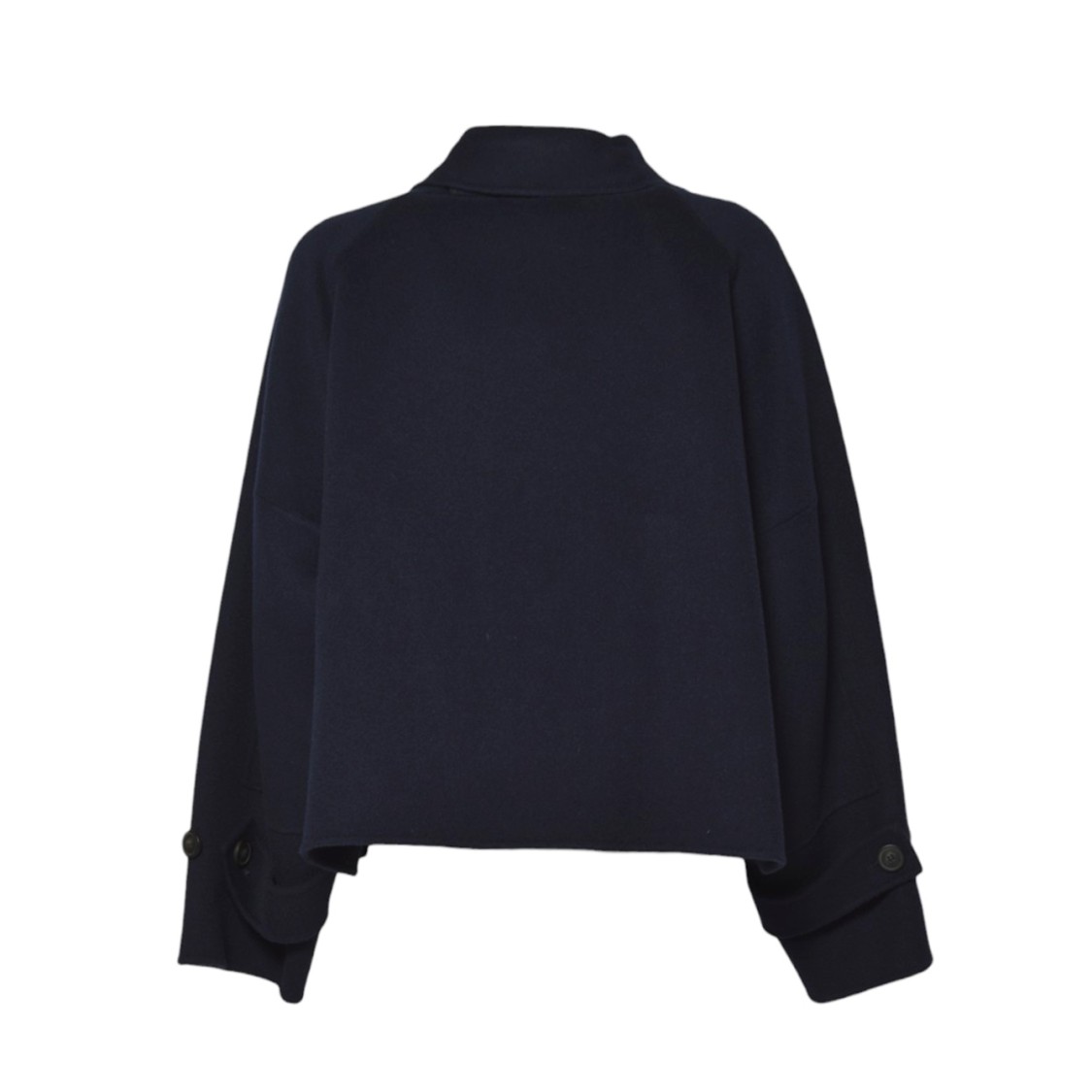 Max Mara Cropped Black Jacket With Classic Collar In Blue