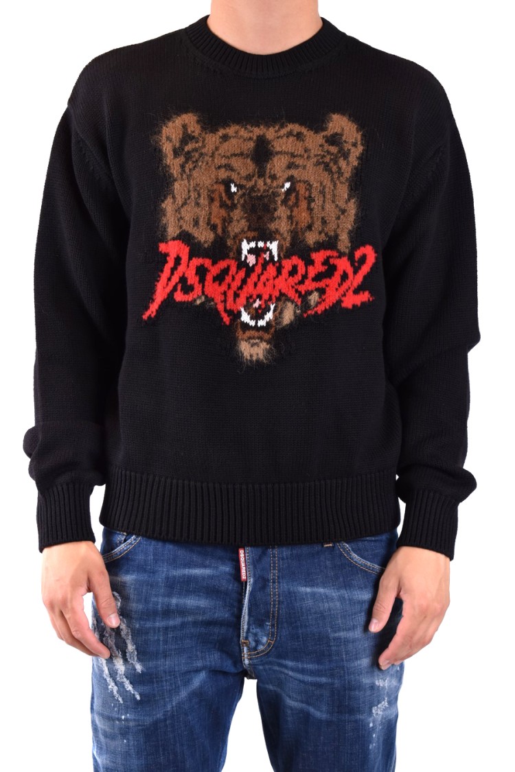 Dsquared2 Man Sweater Black Size L Wool, Polyamide, Cotton, Mohair Wool, Alpaca Wool