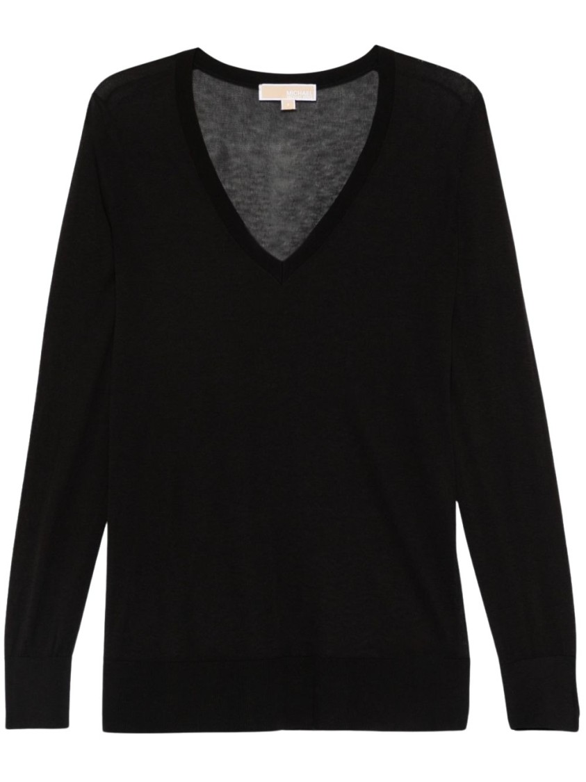 Shop Michael Kors Deep V-neck Black Top