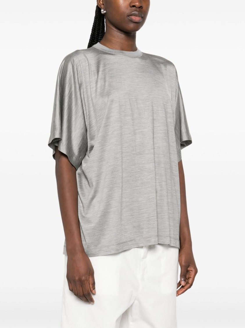 Shop Carven Light Grey Silk Oversized Crew Neck T-shirt