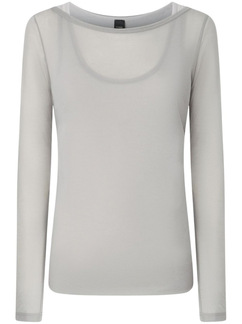 Shop Pinko Relaxed-fit Gray Sweater With Wide Neckline In Grey