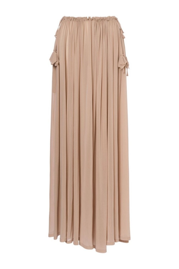 Philosophy Di Lorenzo Serafini Beige Maxi Skirt With Gathered Waist In Neutral