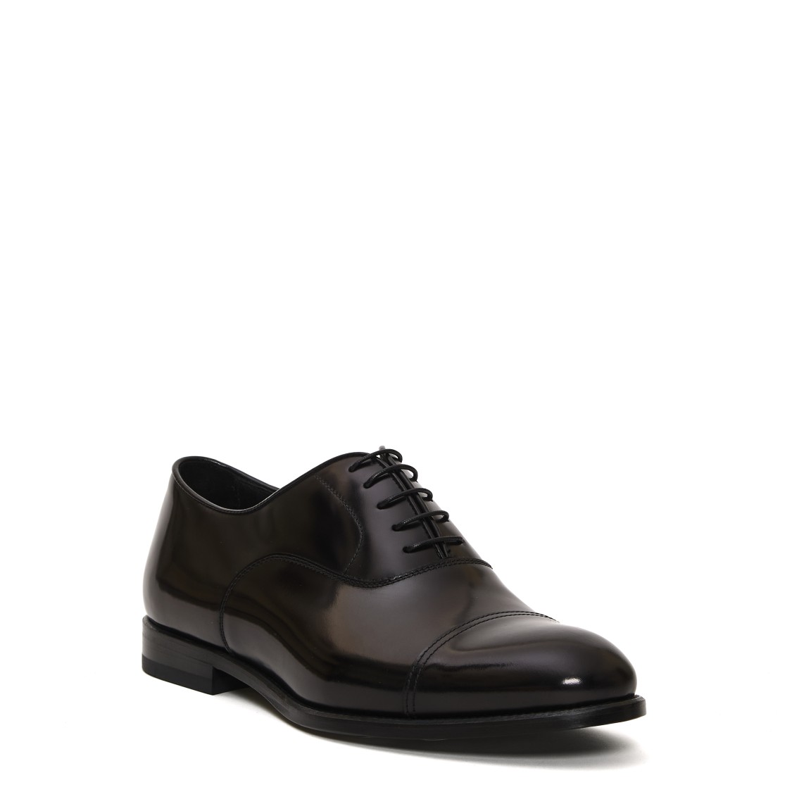 Doucal's High-shine Black Oxford Shoes With Lace-up Fastening In Black