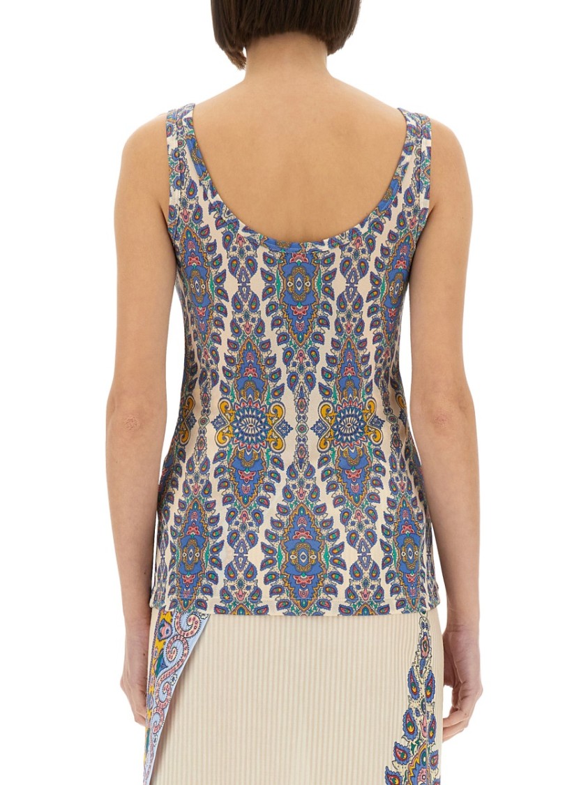 Etro Print Sleeveless Top With Scoop Neckline In Multicolor