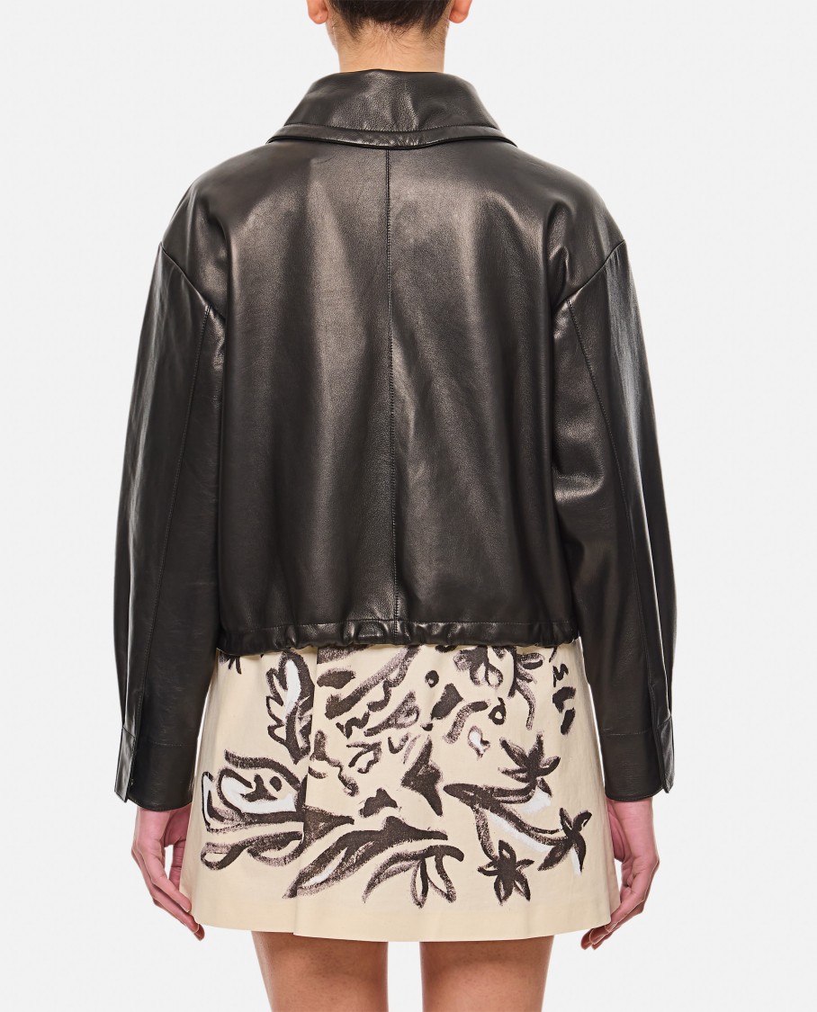 Durazzi Milano Nappa Leather Bomber Jacket Jackets Black In Black