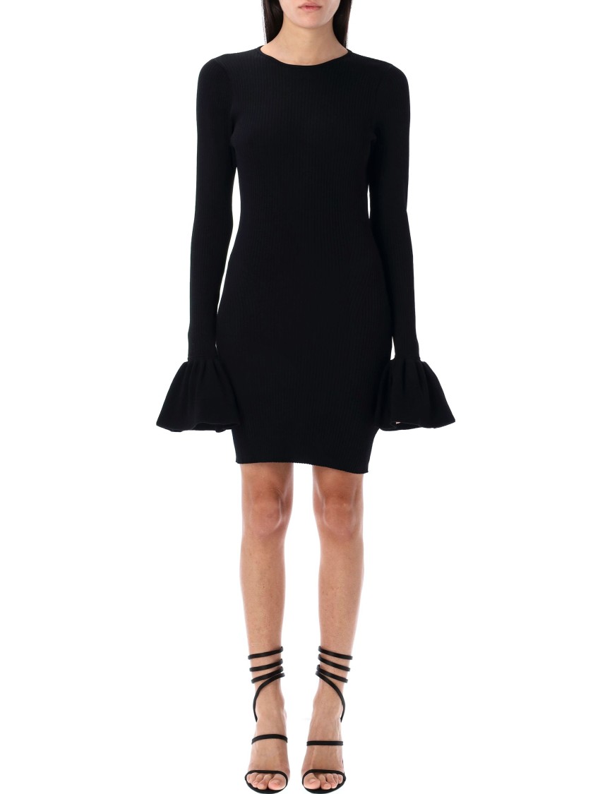 Shop Rotate Birger Christensen Rotate Knit Mini Cut-out Dress In Black