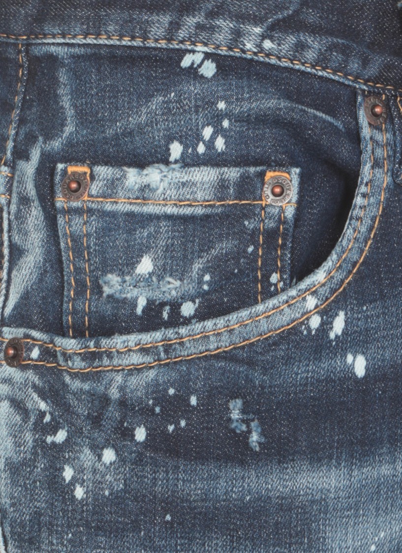 Dsquared2 Slim-fit Distressed Blue Jeans With Five-pocket Design In Blue