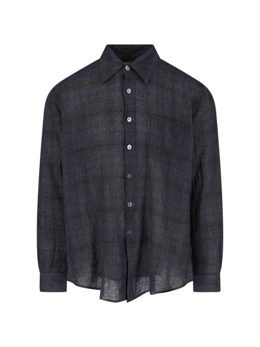 Our Legacy Check Pattern Button-down Shirt With Chest Pocket In Black