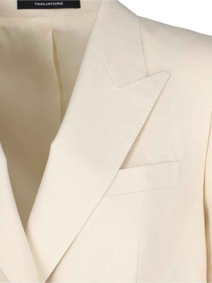 Shop Tagliatore "jasmine" Double-breasted Suit - Cream In Neutrals