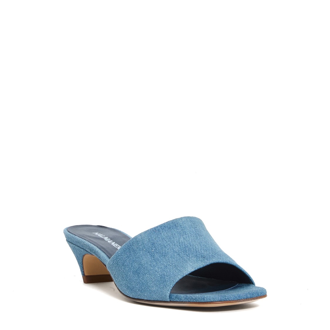 Halmanera Jeans Slides, 40mm Heel In Blue