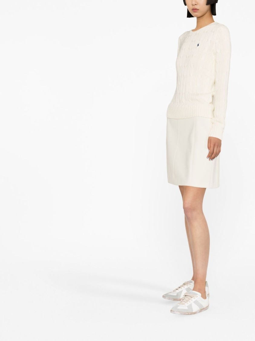 Polo Ralph Lauren Womens Cream Julianna Brand-embroidered Regular-fit Cotton-knit Jumper